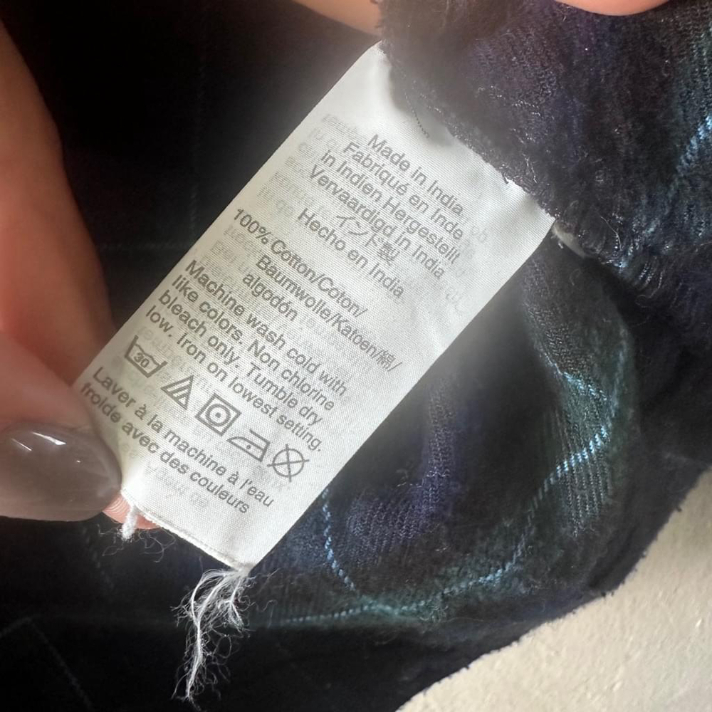 Madewell Blue and Green Plaid Flannel Shirt Women's Size M - Picture 7 of 8
